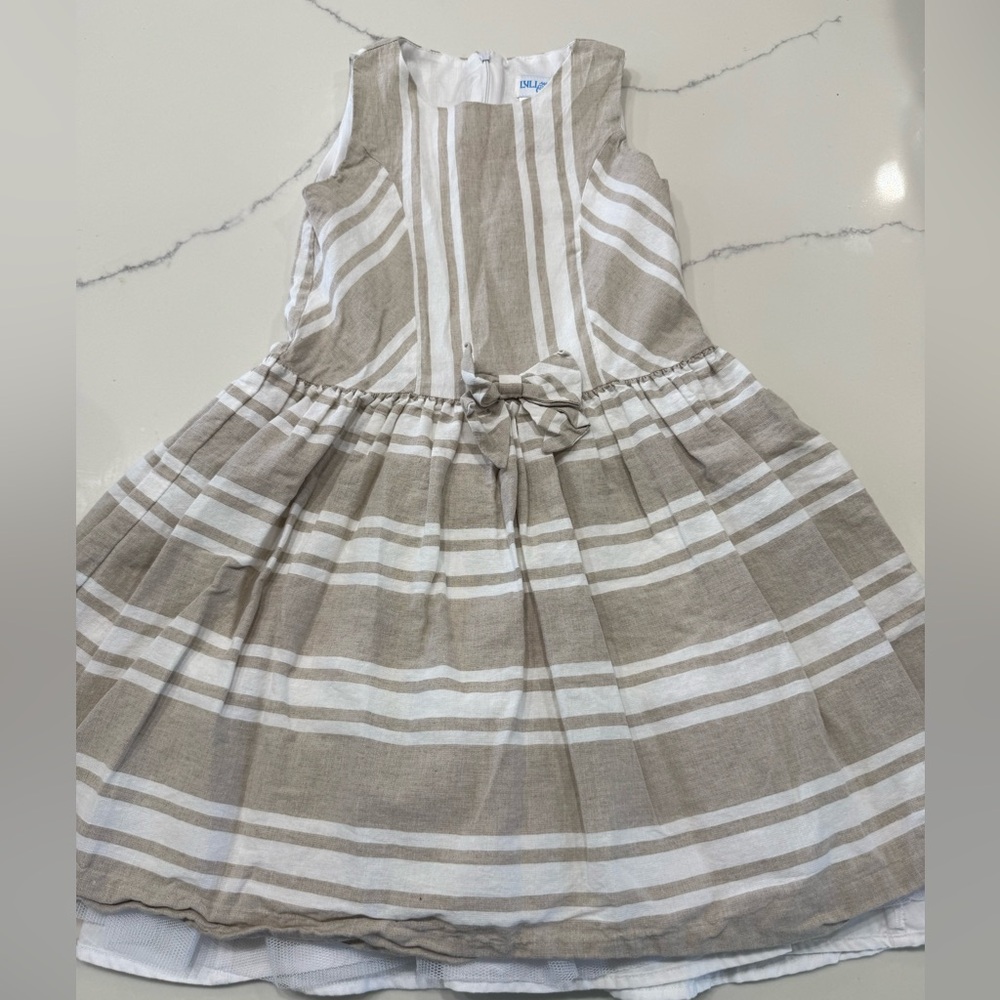 Luli & Me Tan and White Striped Dress